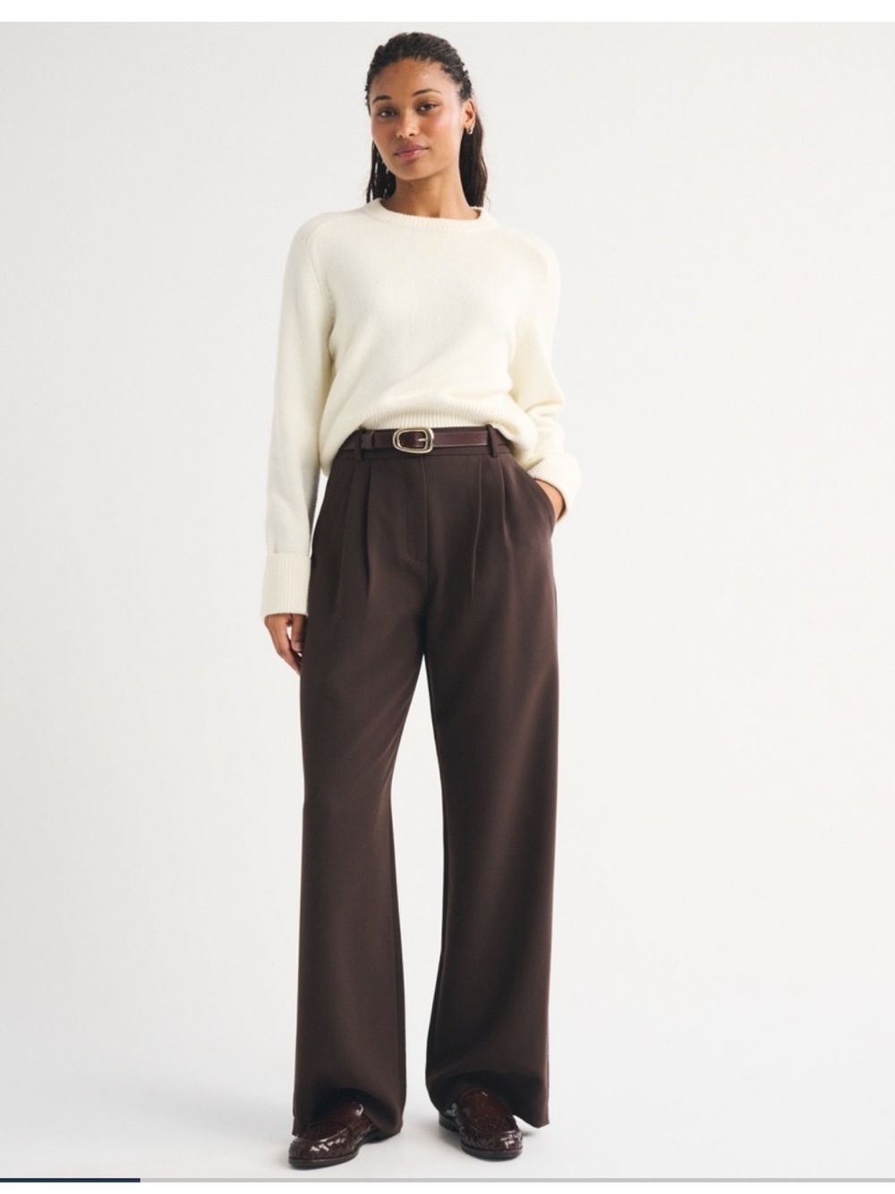 NWT Abercrombie Sloane Tailored Pants Curve Love 30 Long color Coffee